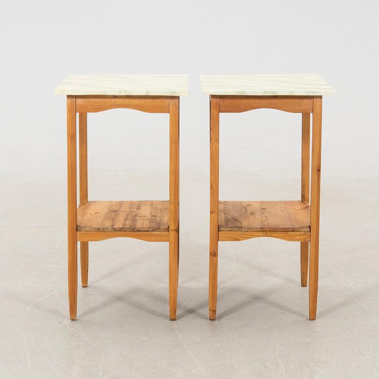 Bedside tables, a pair, first half of the 20th century.