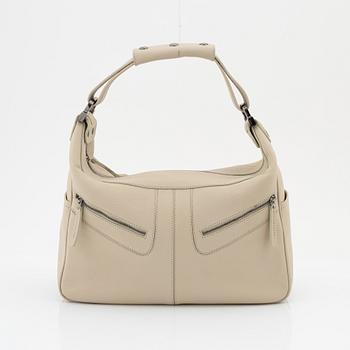 Tod's, a beige leather bag.