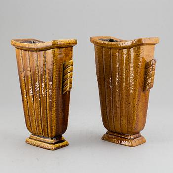 GUNNAR NYLUND, two stoneware vases, Rörstrand, Sweden, mid 20th century.