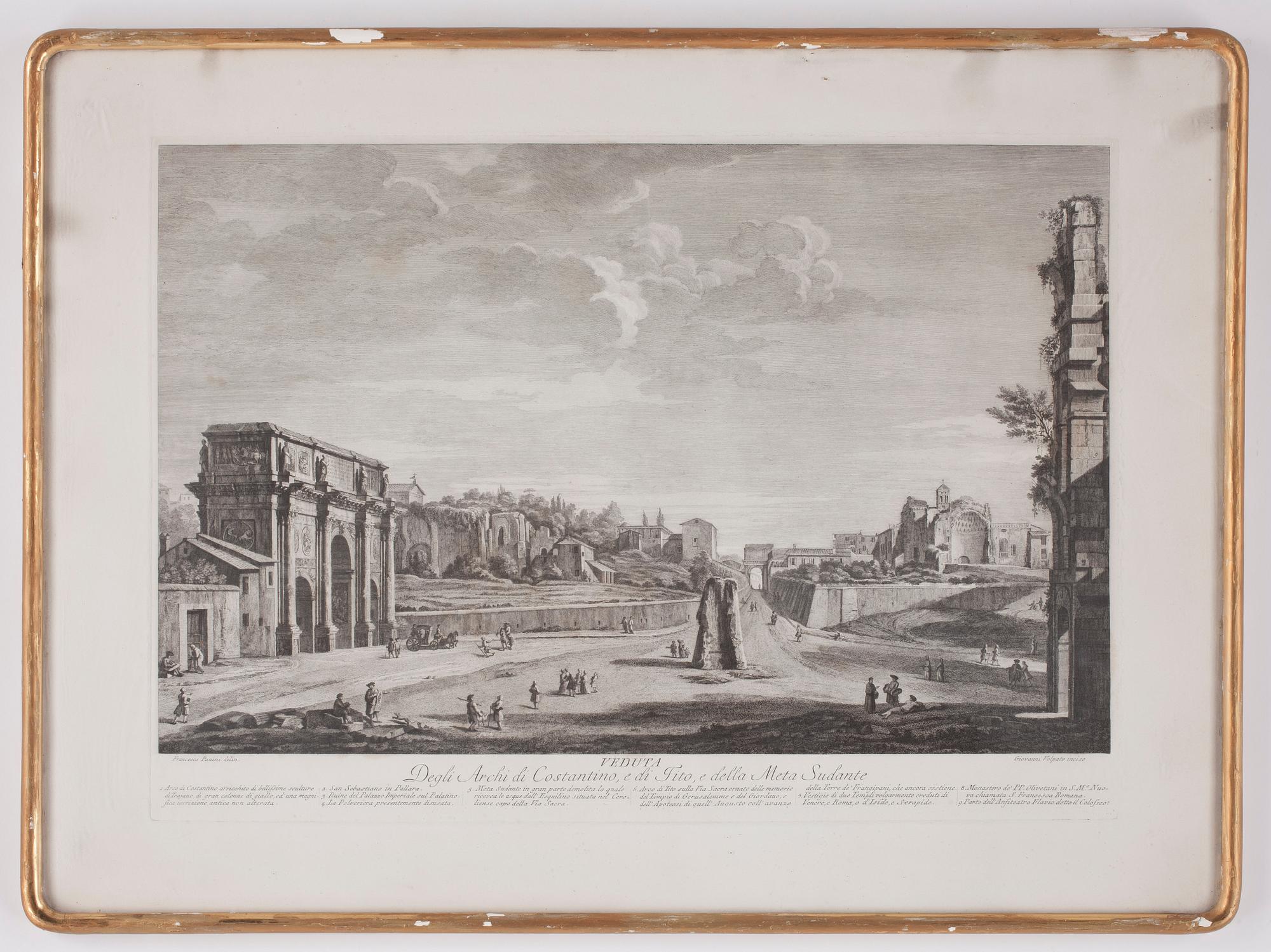 GIOVANNI VOLPATO, kopparstick, efter Francesco Panini, senare avdrag utgiven av Regia Calcografia di Roma, 18/1900-tal.