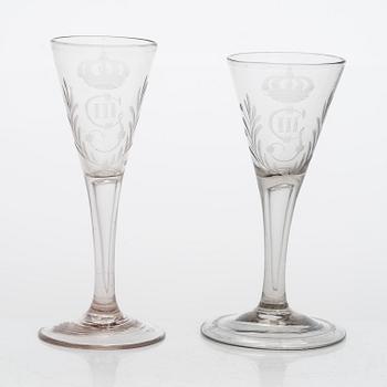 Spetsglas, 12 st, 1700-talets slut och 1800-tal, Sverige.