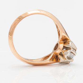 A 14K gold ring with a diamond ca. 0.50 ct. Soviet union.