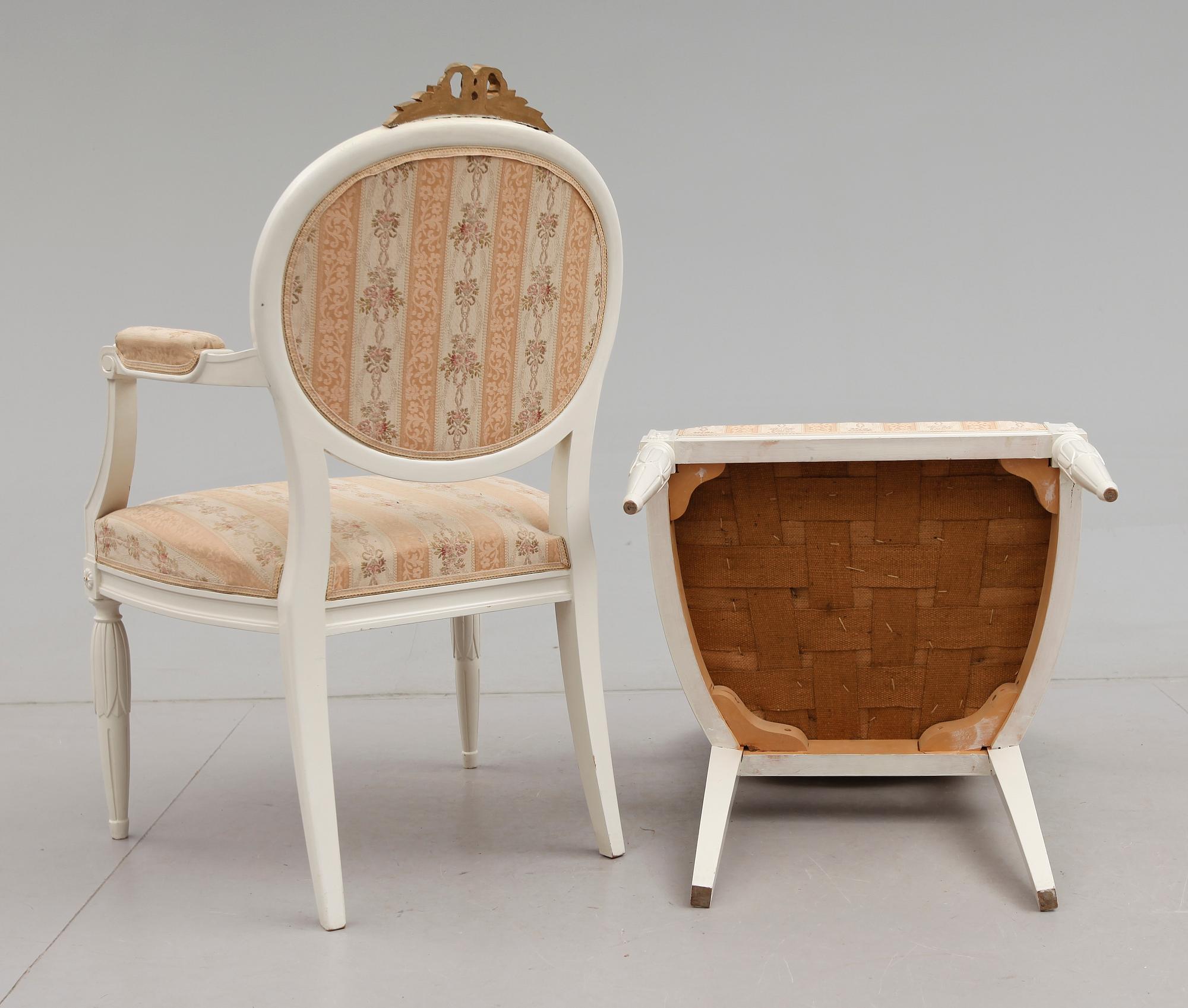 KARMSTOLAR, 1 par, gustaviansk stil, 1900-tal.