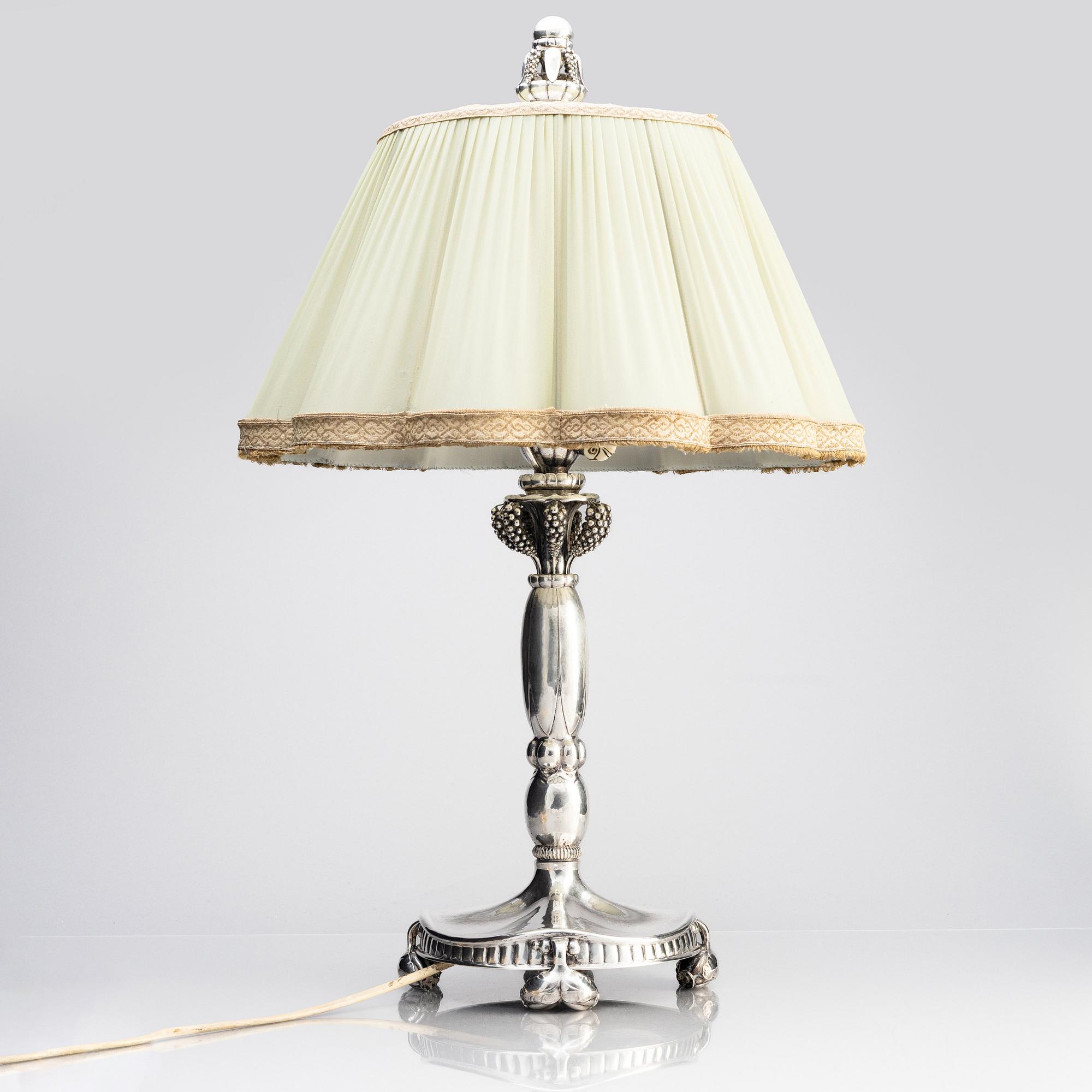 Georg Jensen, a table lamp, Copenhagen 1919, 830/1000 silver, design nr 79.