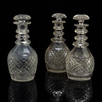 Three late 19th century glass decanters.