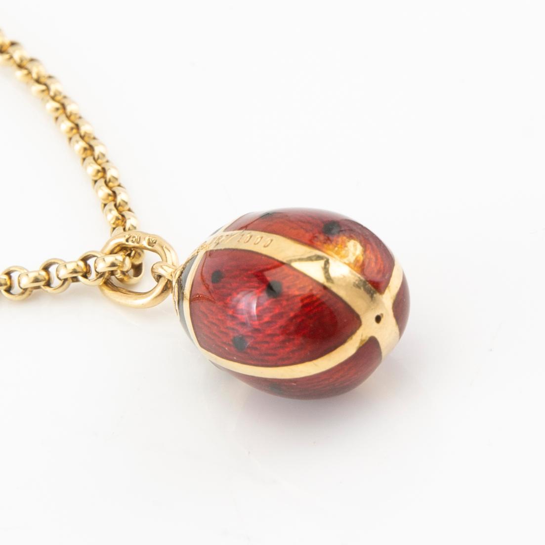 Fabergé pendant in 18K gold and enamel, numbered 167/1000, crafted by Victor Mayer.