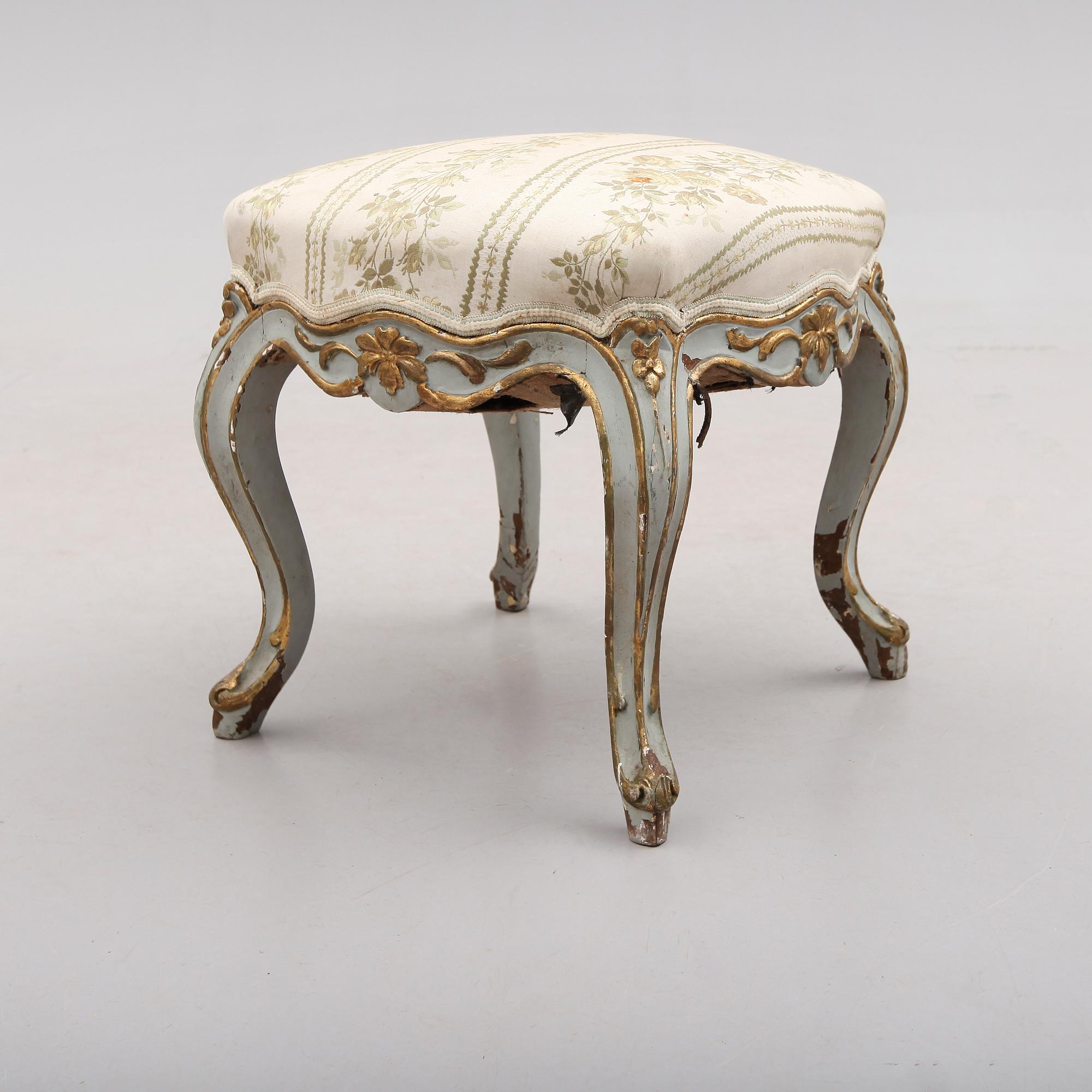 TABURETT, rokokostil, 1800-talets andra hälft.