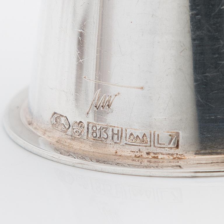 Tapio Wirkkala, pikareita, 6 kpl, hopeaa, TW 329, Kultakeskus, Hämeenlinna 1960-70-luku.