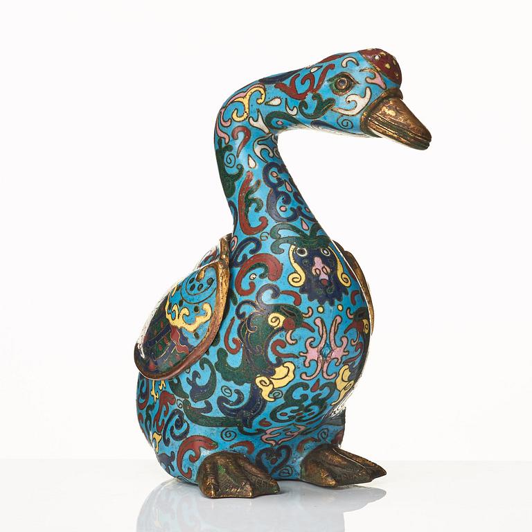 A cloissoné duck, Qing dynasty, 19th Century.