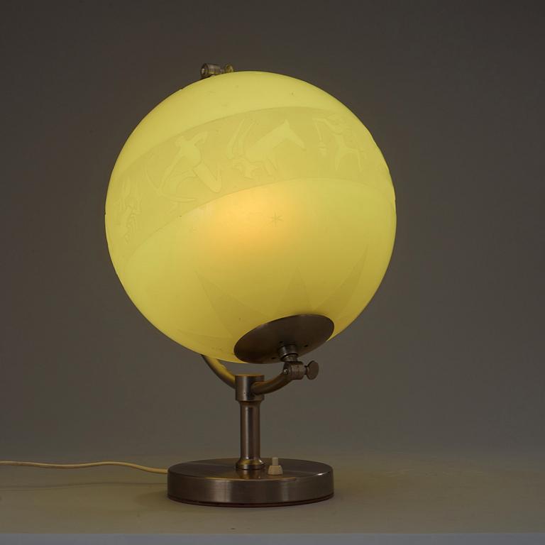 A Flygsfors zodiac globe, Sweden 1950's.