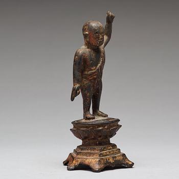 A bronze figure of buddha, Ming dynasty (1368-1644).