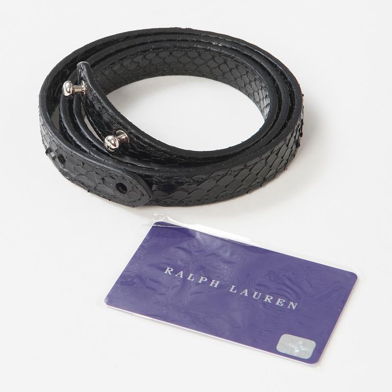 CLUTCH, Ralph Laurent, a black snakeskin embossed shoulder bag / clutch bag, Ralph Lauren.