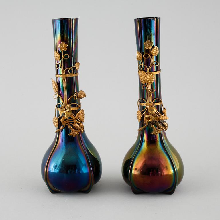 A pair of glass vases, early 20th century.