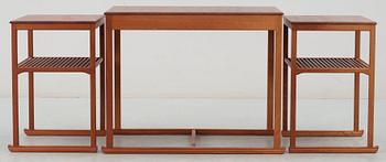 A Carl Malmsten teak set of occasional tables, manufactured by Åfors Möbelfabriks AB, Sweden.