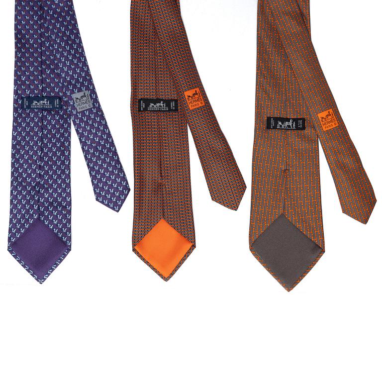 Hermès, Ties, three pieces.