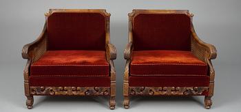 MÖBLEMANG 4 delar, ek, 1900-talets början.