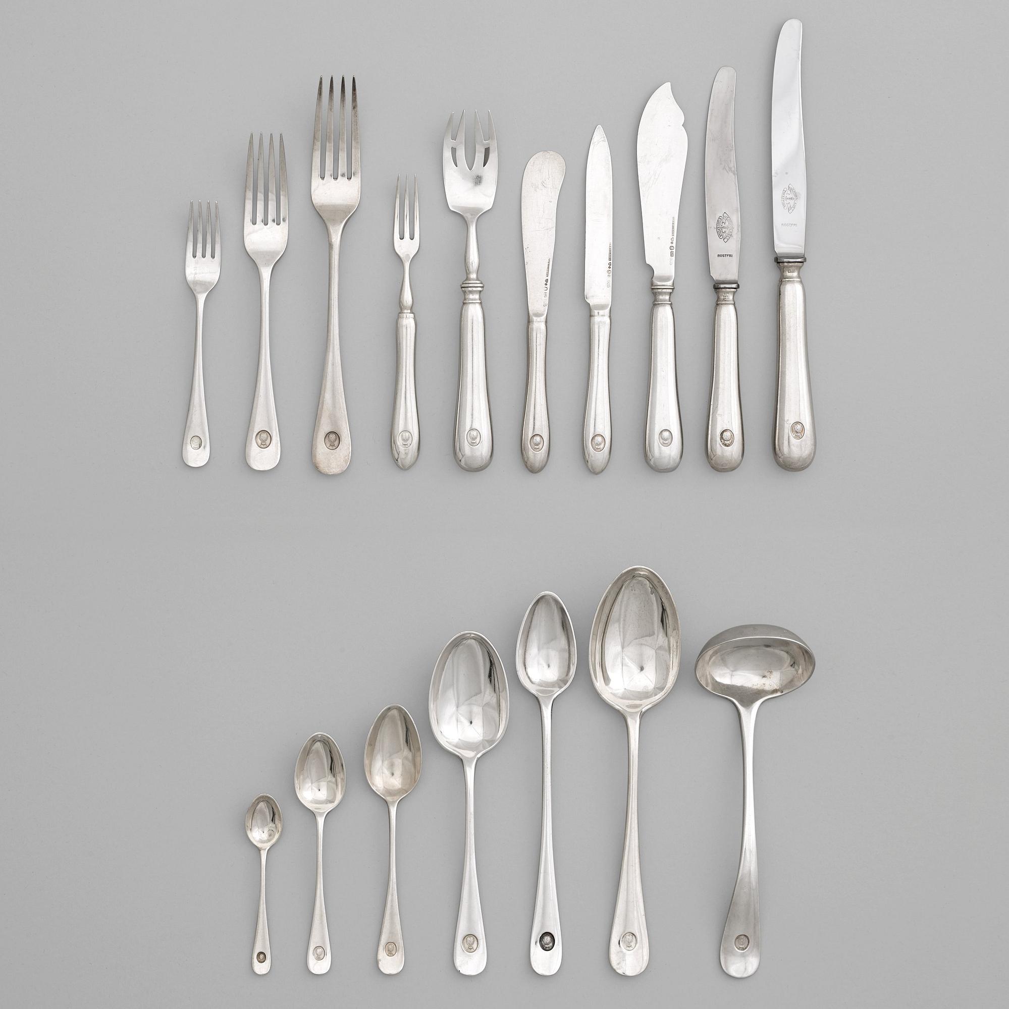 C G HALLBERG, Stockholm 1922, bestickservis, 260 delar, silver 925/1000.