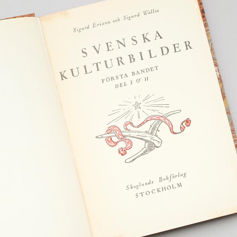 BÖCKER, 8 st (6+2), "Svenska Kulturbilder" och "Möbler och Heminredning", Sigurd Erixson och Sigurd Wallin.