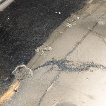 A Rococo style silver sauce boat with dish, 20th Century.