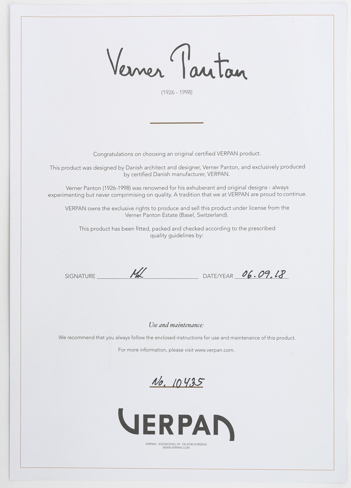 Verner Panton, taklampa, "VP Globe", Verpan, 2018.