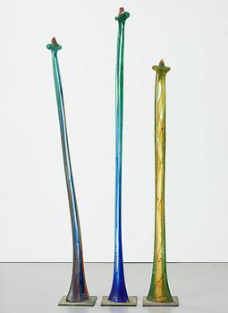 A Kjell Engman glass part sculpture group, Kosta Boda, Sweden 1997.