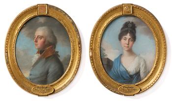 723. Johann Philipp Bach, attributed, "Frederick of Saxe-Altenburg" (1763-1834) & "Charlotte Georgina of Mecklenburg-Strelitz" (1785-1818).