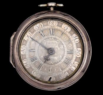 FICKUR, med ytterboett, silver märkt Freeman London troligen 1700-tal.