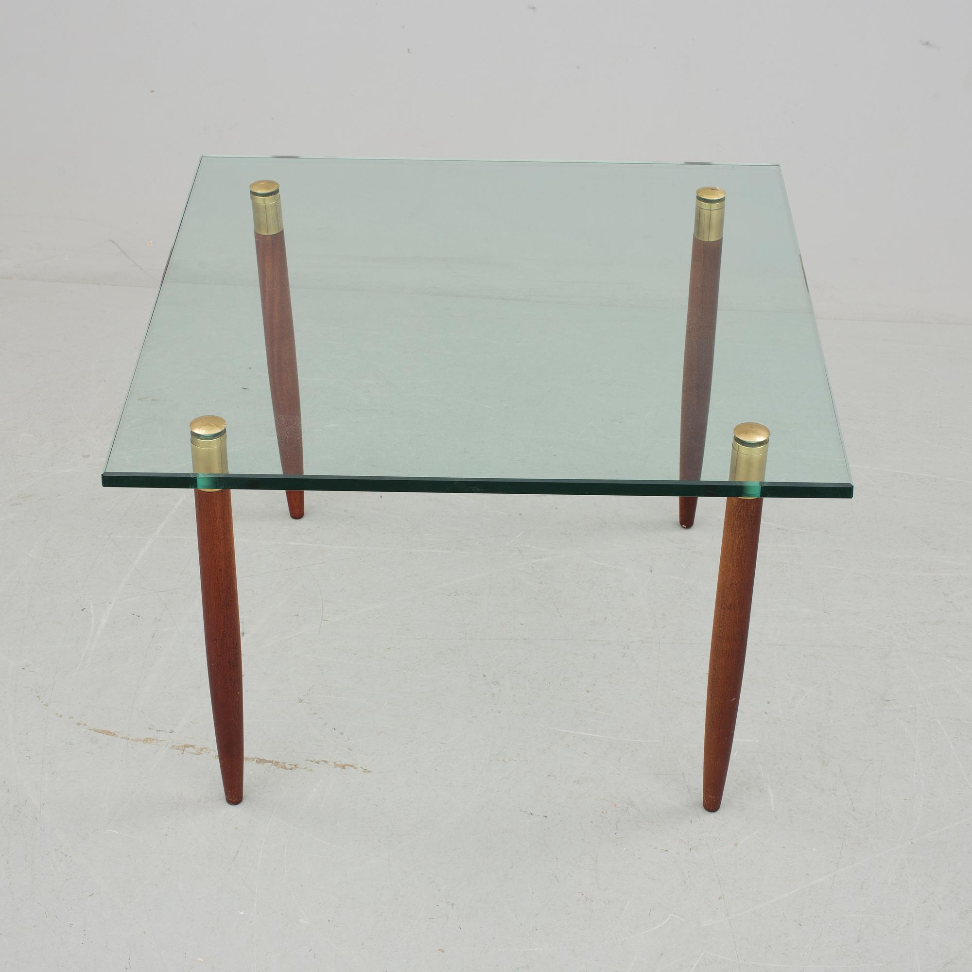 SOFFBORD, glas, trä, 1960-tal.