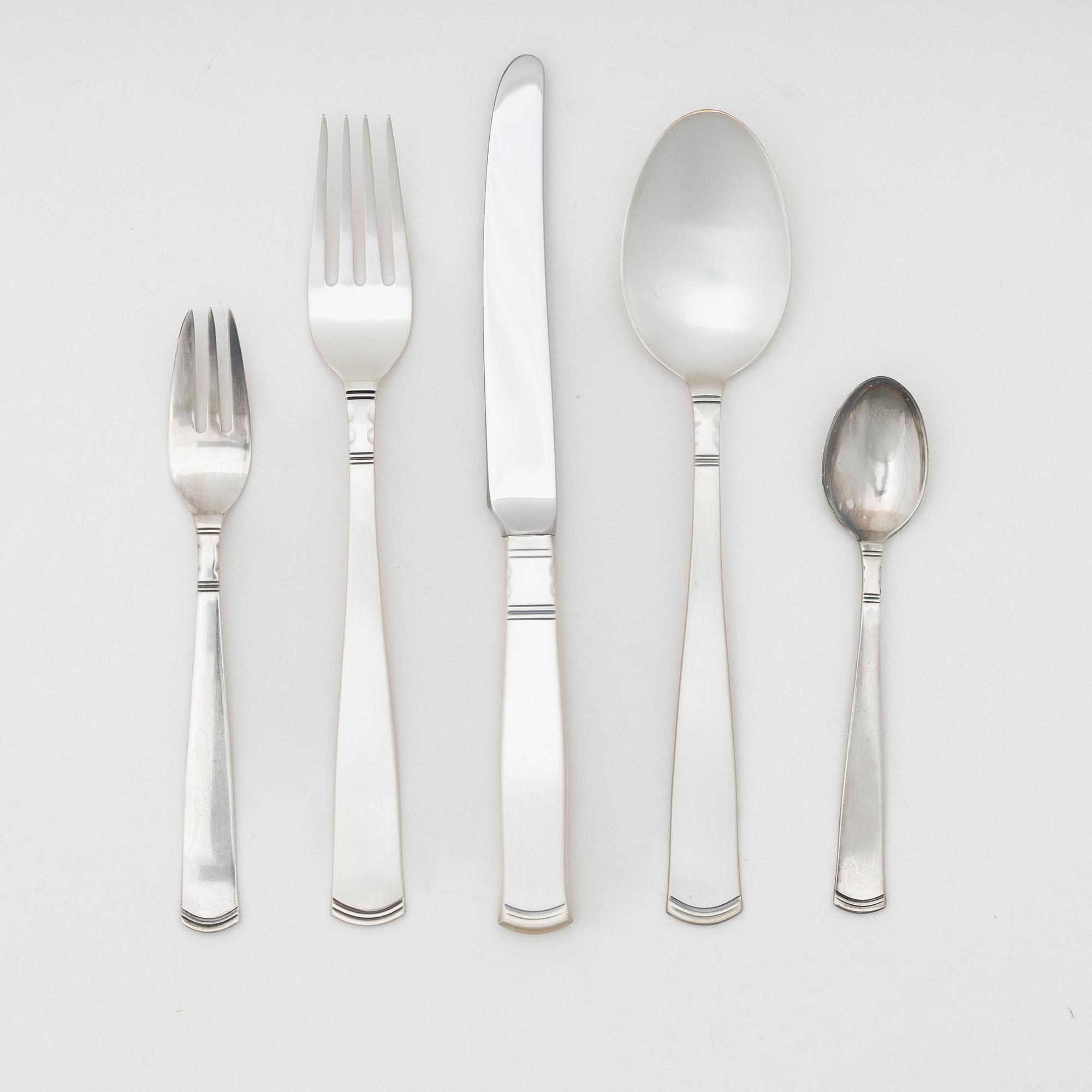 Jacob Ängman, a silver cutlery set, 42 pieces, model "Rosenholm", GAB, some Eskilstuna 1990.