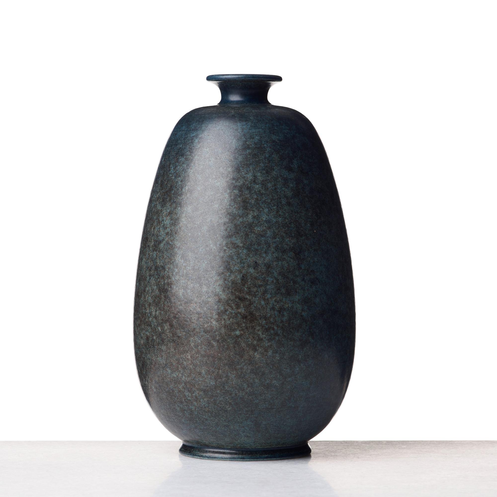 Erich & Ingrid Triller, a blue glazed stoneware vase, Tobo, Uppland, Sweden.