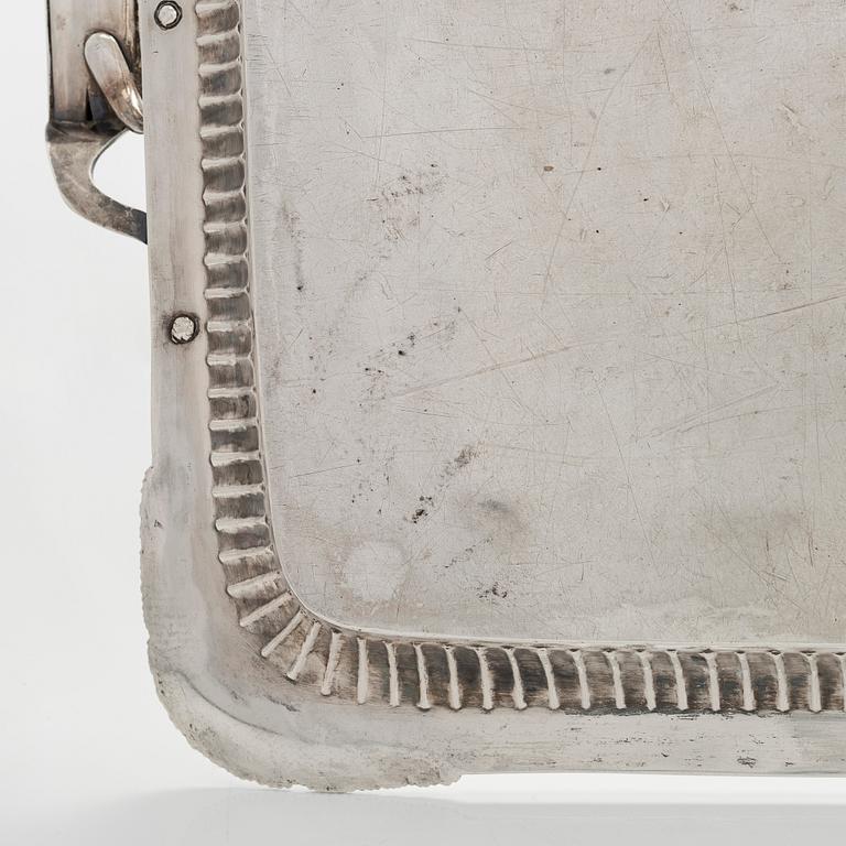 A silver tray, maker's mark of Henrik Tallberg, St. Petersburg 1832.