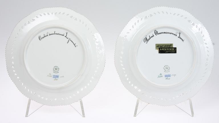 TALLRIKAR, 2 st, porslin, Flora Danica, Kong Dansk.