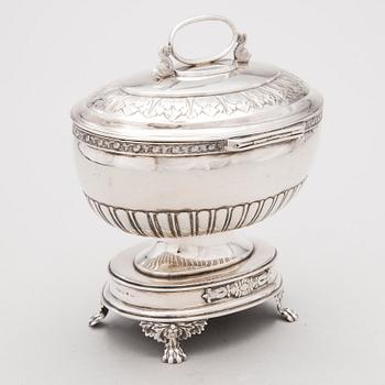 CARL PETTER LAMPA, SOCKERSKRIN, silver, empire, Stockholm 1827.