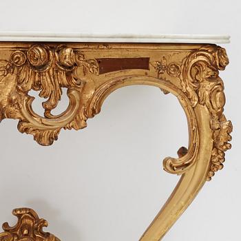 A pair of Rococo console tables, presumably Germany, 18th century.