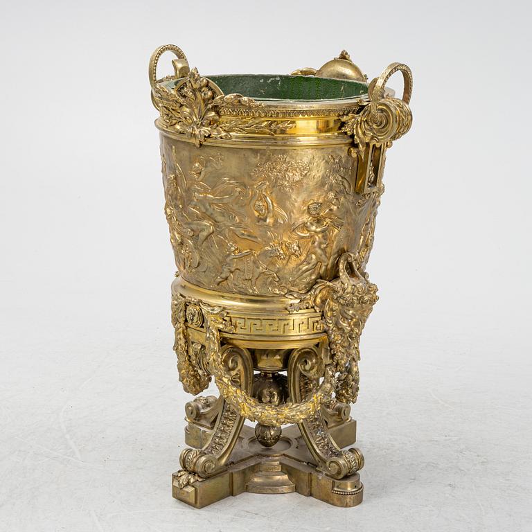 A Louis XVI style brass pot, second half of the 19th century.