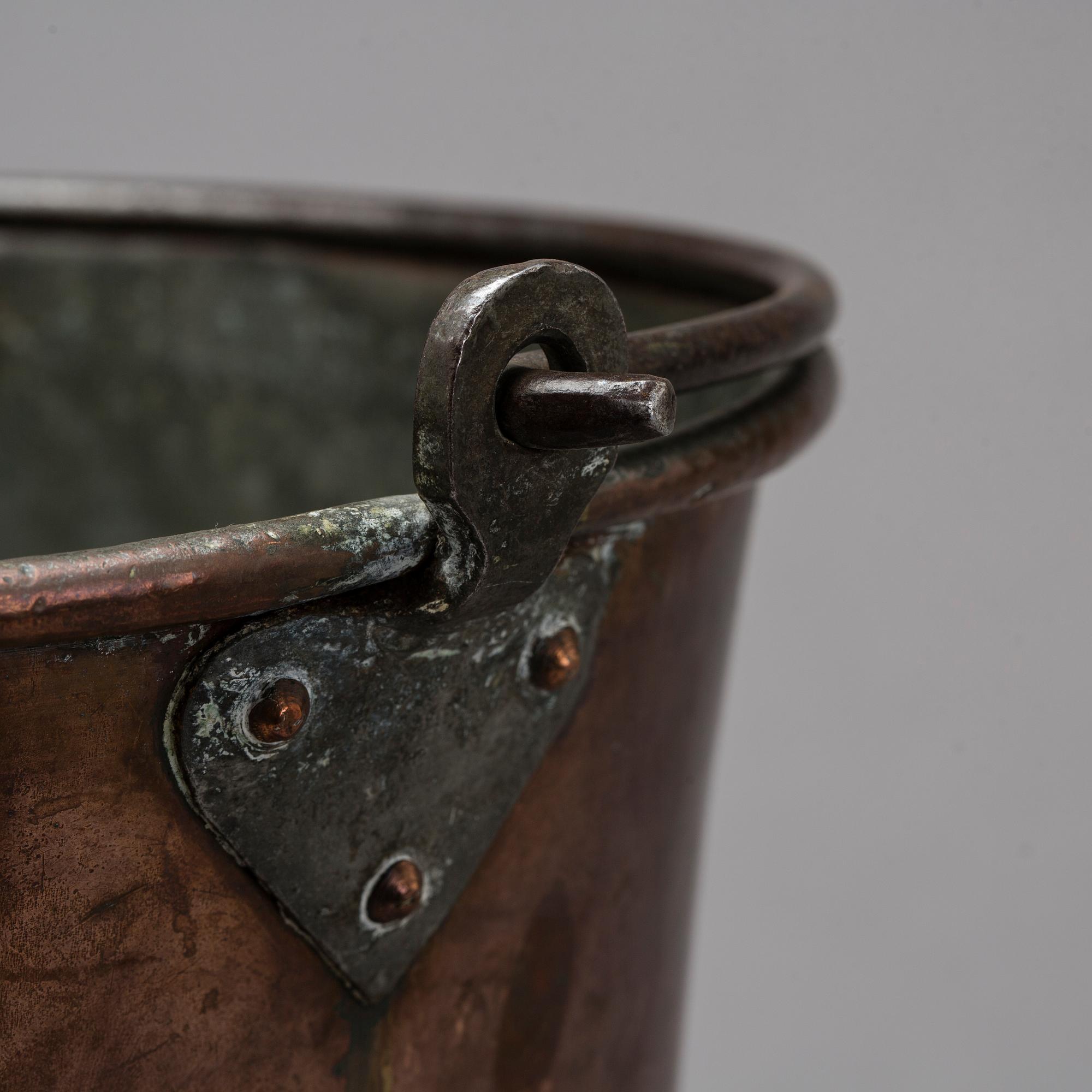 BUCKET, copper, around 1900.
