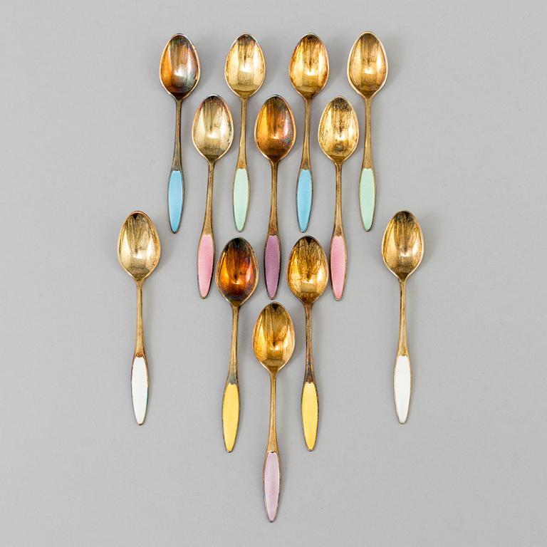 a set of 12 stirling spoons by Frigast, Denmark, 20th century.