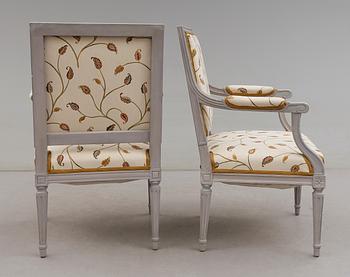 KARMSTOLAR, 1 par, gustaviansk stil, 1900-talets andra hälft.