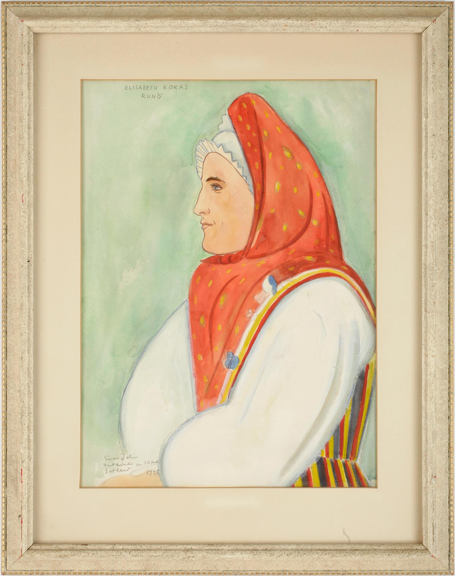 EINAR JOLIN, akvarell på papper, sign o dat 1925.