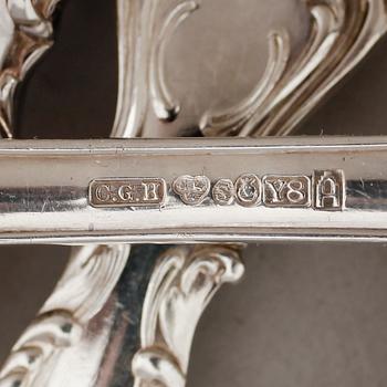 BESTICK, 58 delar, silver, "Prins Albert", CG Hallberg, Stockholm 1940-tal. Vikt med stålblad ca 2885 gram.