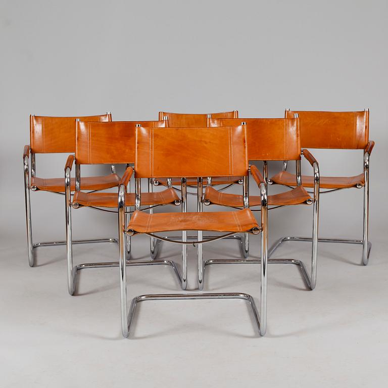 KARMSTOLAR, 6 st, Mart Stam, Fasem, Italien, 1980-tal.
