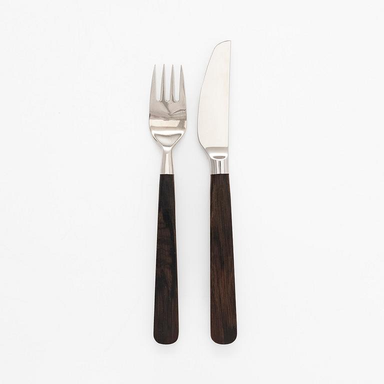Bertel Gardberg, a 24-piece 'Lion de Luxe' cutlery set of rosewood and steel, Hackman, Finland 1960s.