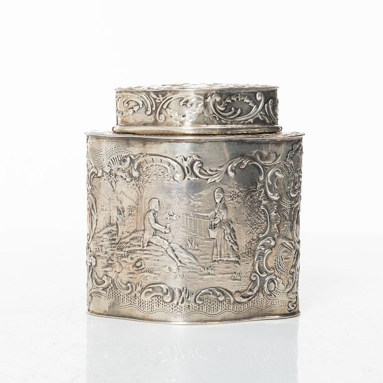 A sterling silver tea caddy, 20th Century.