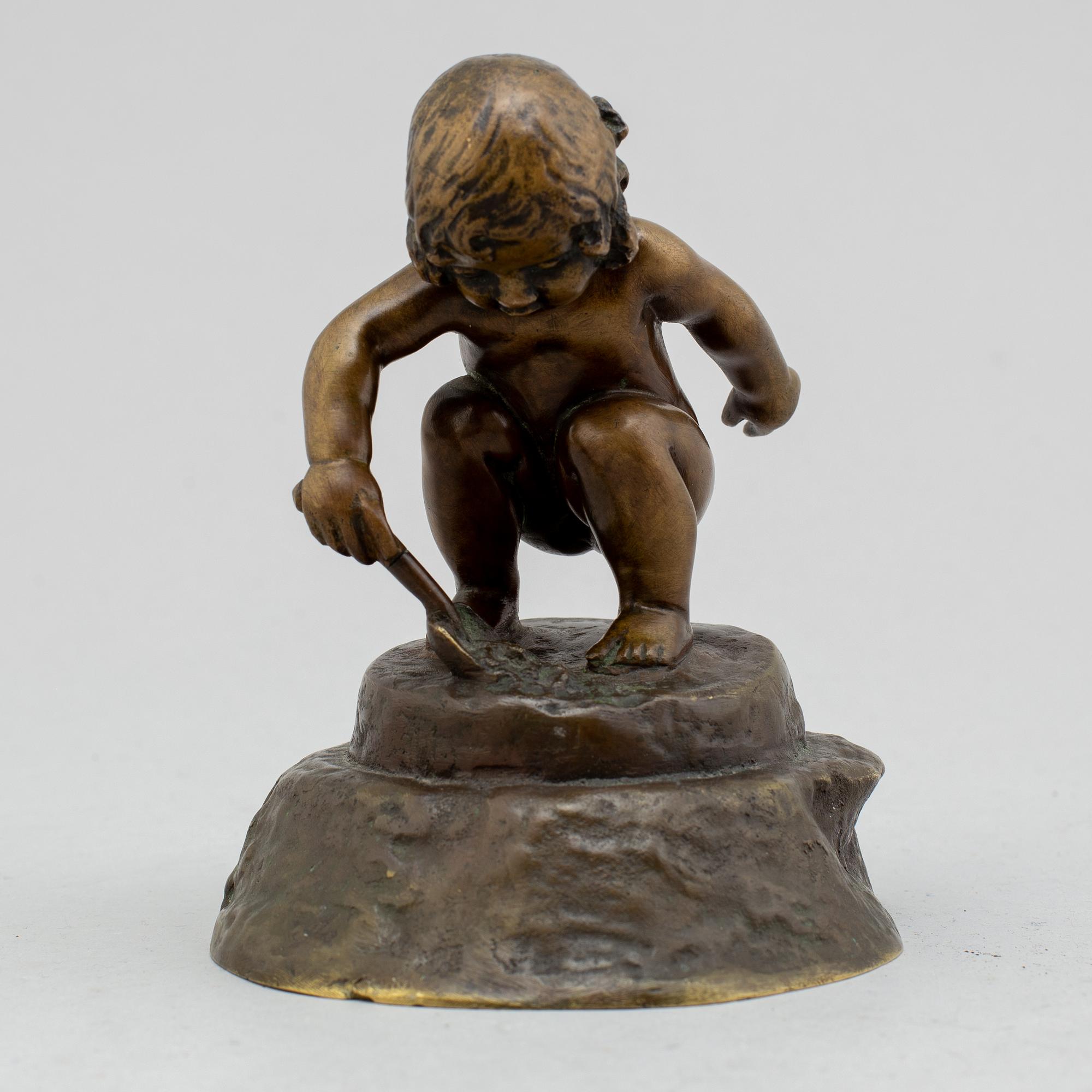 ANDERS JENSEN BUNDGAARD, skulptur, brons, monogramsignerad, daterad 10 juli 1912.