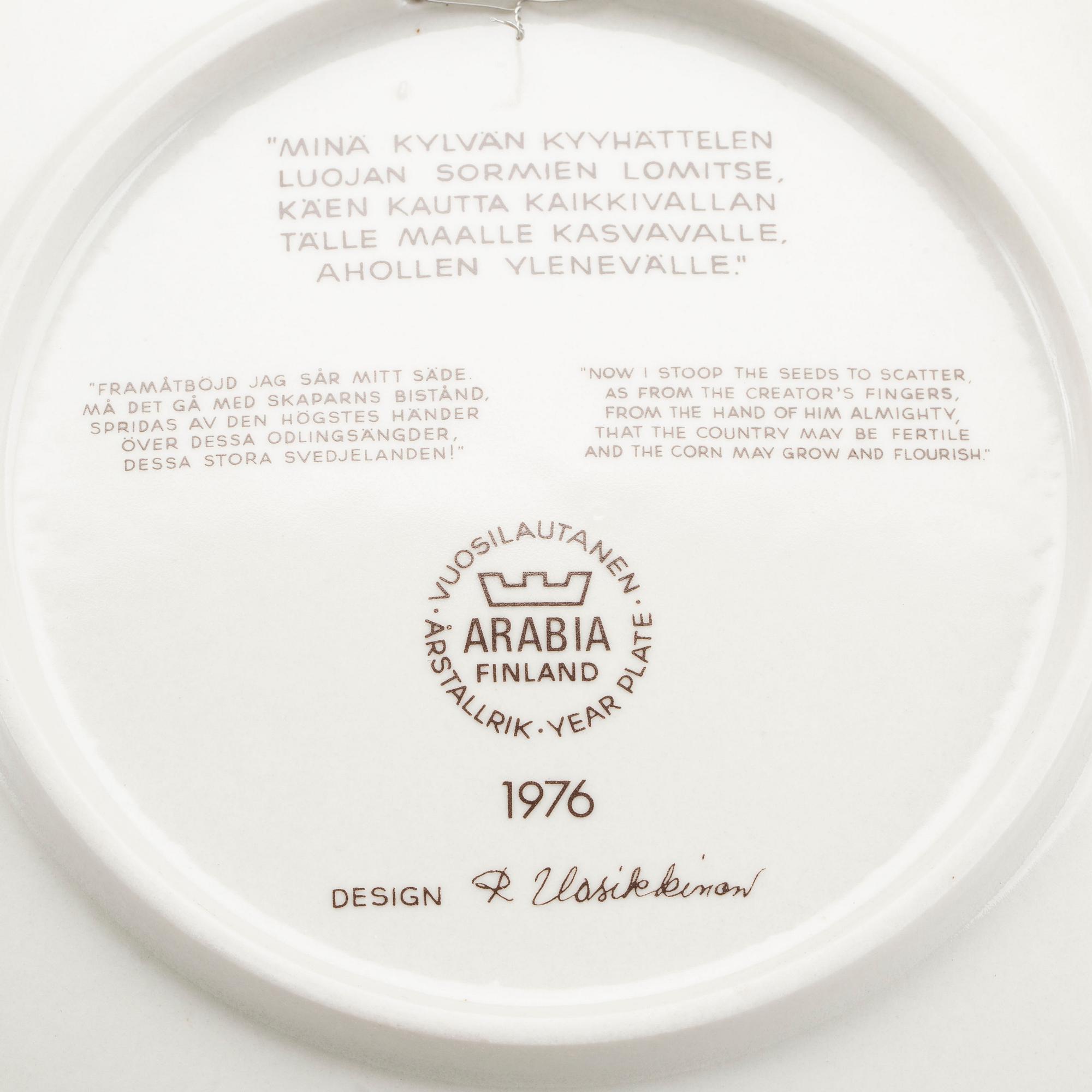 2O ANNUAL PLATES BY RAJA UOSIKKINEN for ARABIA.
