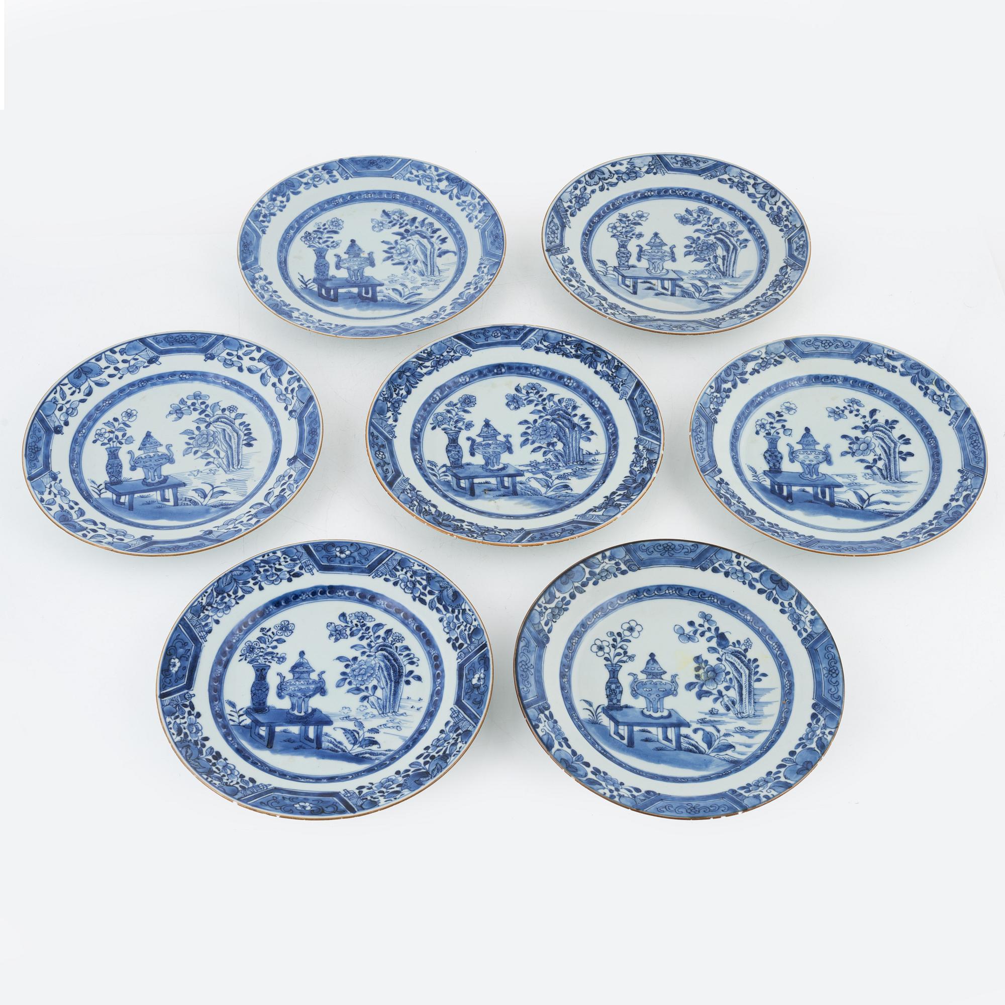 Tallrikar, 12 st,porslin, Kina, Qinglong (1736-95).