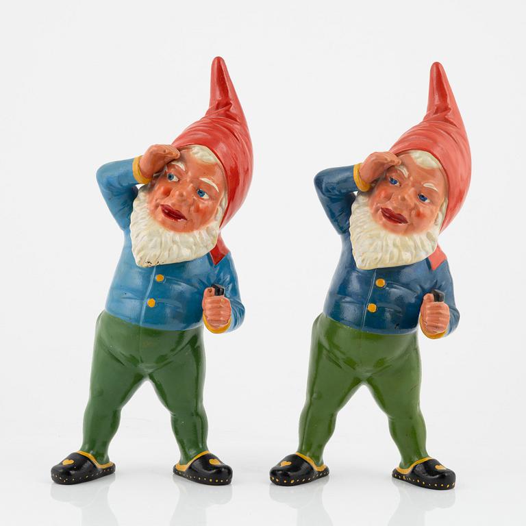 Two earthenware gnomes, Balzer und Bock, Gräfenroda, East Germany, second half of the 20th Century.