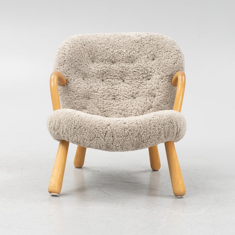 Arnold Madsen, tillskriven, fåtölj "Muslinge/ Clam Chair", Scandinavian Modern, 1940-50-tal.