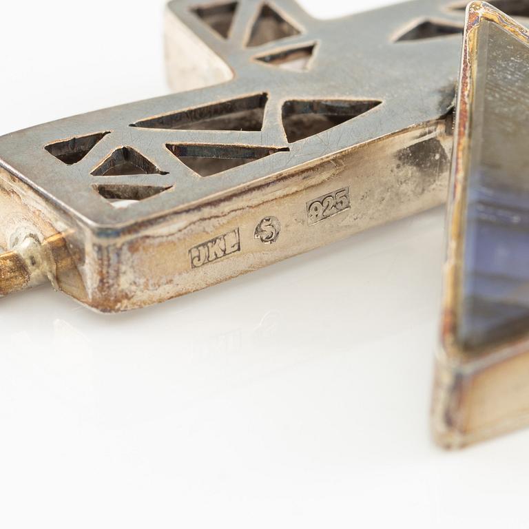 Jan-Christer Lundqvist, brooch, sterling silver with spectrolite, Skövde.