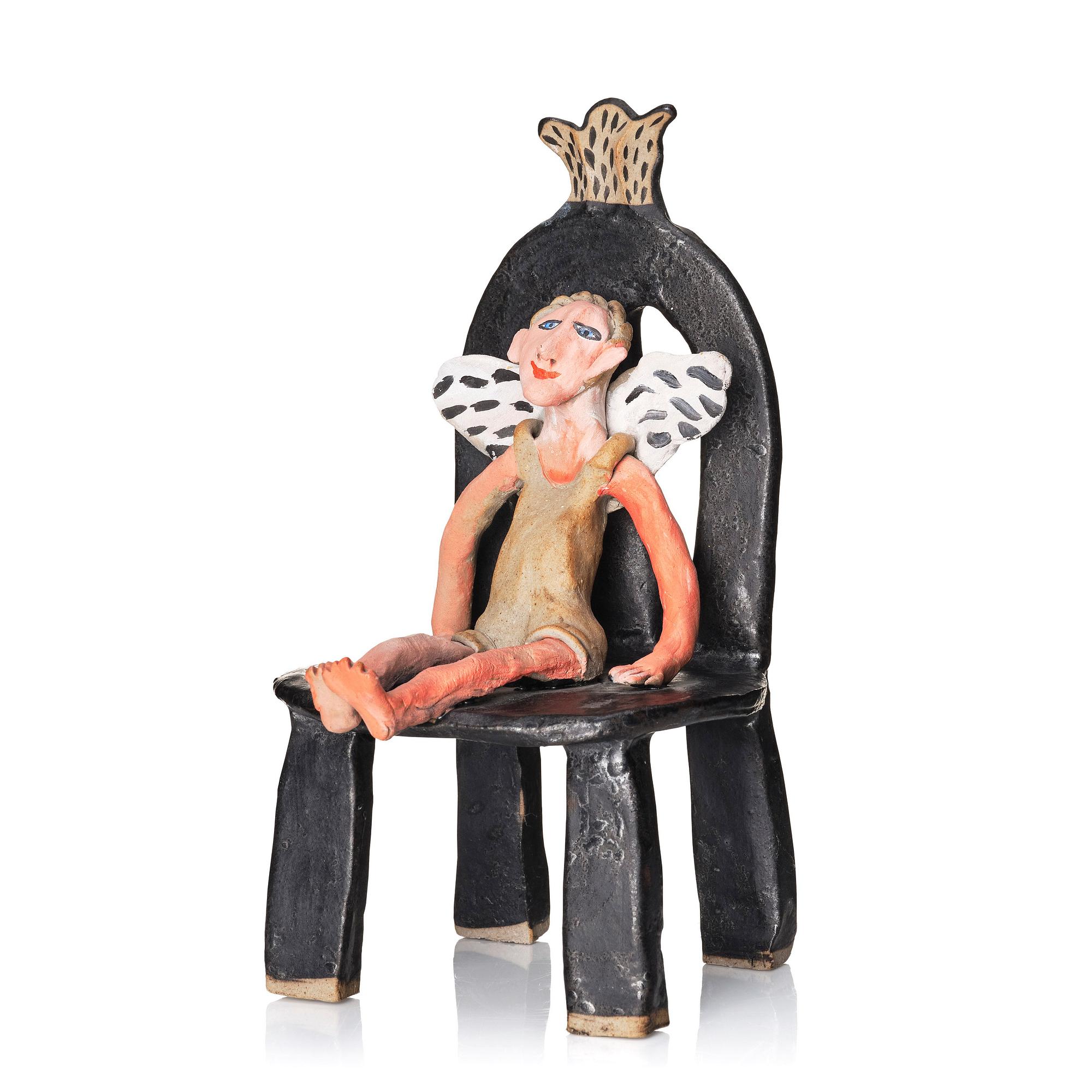 Ulrica Hydman-Vallien, a unique painted stoneware figure, Sweden.